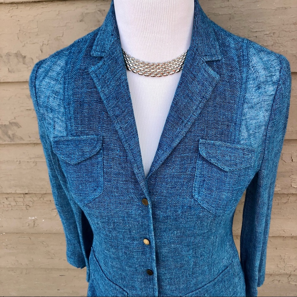 Elie Tahari linen blend sheer jacket! - Picture 5 of 9